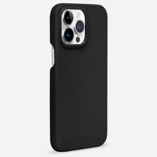Customized Black Leather iPhone 15 pro Case