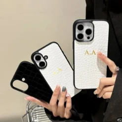 Personalized Custom Name Emboss Crocodile Pattern Leather Phone Case For iPhone 16 15 14 Plus 13 12 11 Pro Max Soft Back Cover