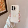 Luxury Personalis Custome Name Letter Card Bag Leather Case For 15 14 13 12 11 Pro Max 16 Plus Card Slot Holder Shockproof Cover