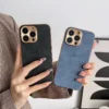Luxury Faux Leather Plated Phone Case for iPhone 16 Pro/15/14/13/12/11 Pro Max Custom Name Initials Engraved Protective Cover