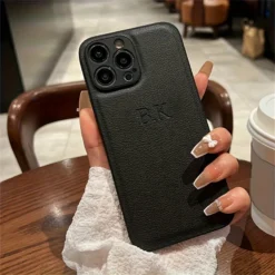 Personalise Initials Name Leather Soft Phone Case For iPhone 16 15 14 12 13 11Pro Max XS XR Xsmax 7 8Plus 15Pro Shockproof Cover