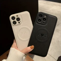 Funda personalizada con nombre de iniciales para iPhone 11, 12, 13, 14, 15 16 Pro Max, carga inalámbrica para Magsafe, funda de