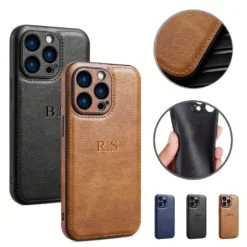 Personalized Custom Name Phone Case For iPhone 16 15 14 13 12 11 Pro Max Xsmax Plus Luxury Cowhide Leather Protection Back Cover