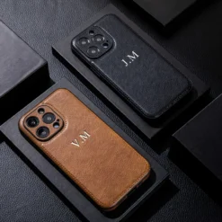 Leather Case For iPhone 16 15 14 13 12 11 Pro Max Personalized Customized Name Initials Cover For iphone Xsmax 7/8 plus 16 plus